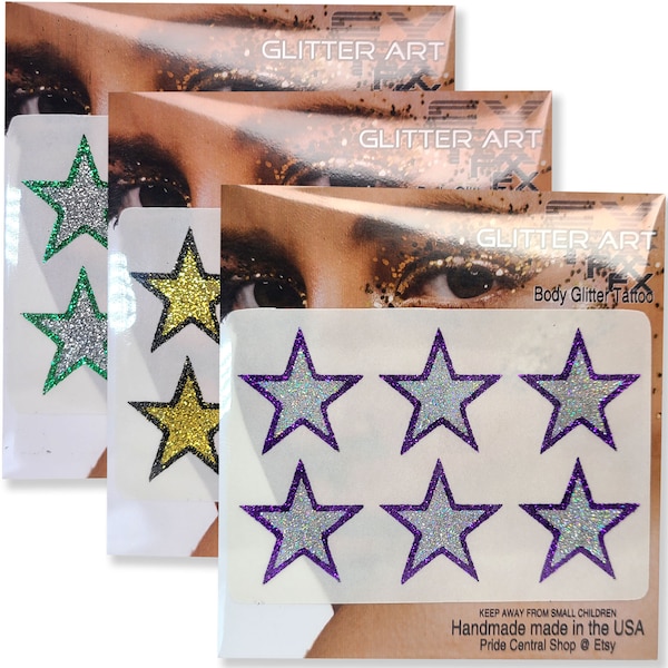 Cheer Glitter Tattoos for Face, Custom Star Glitter Stickers for Teams