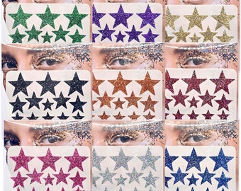 Multi Size Face Glitter Stars, Glitter Decals for Teams, Temporary Glitter Tattoo for School Spirit