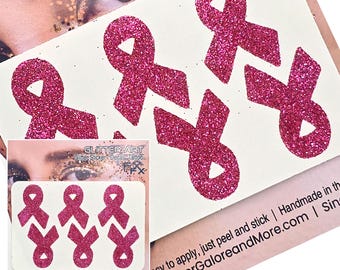 Awareness Ribbons Face Tattoo Stickers, Custom colors available, Cancer Awareness Decals.