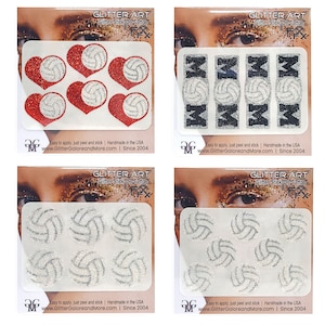 Volleyball Glitter Tattoo Stickers, Volleyball Temporary Tattoos, Volleyball Face Stickers, Volleyball Tattoo