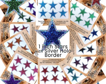 Glitter Star Face Stickers, Custom Star Glitter Stickers for Teams