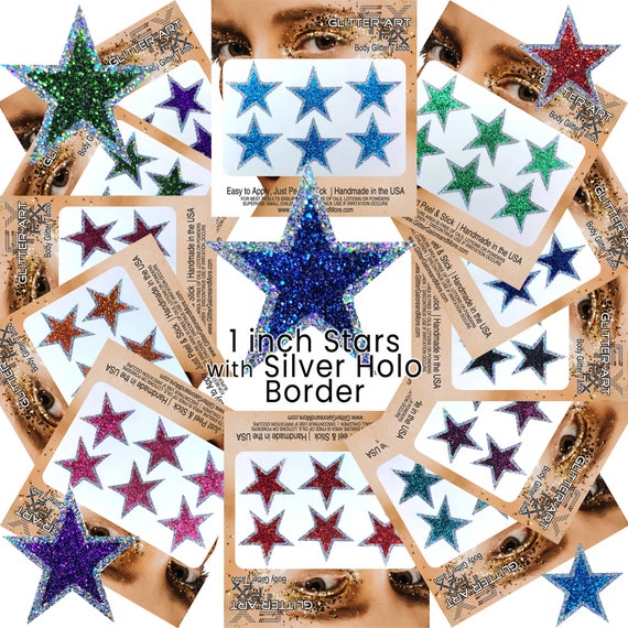 Cheer Glitter Tattoos for Face, Custom Star Glitter Stickers for