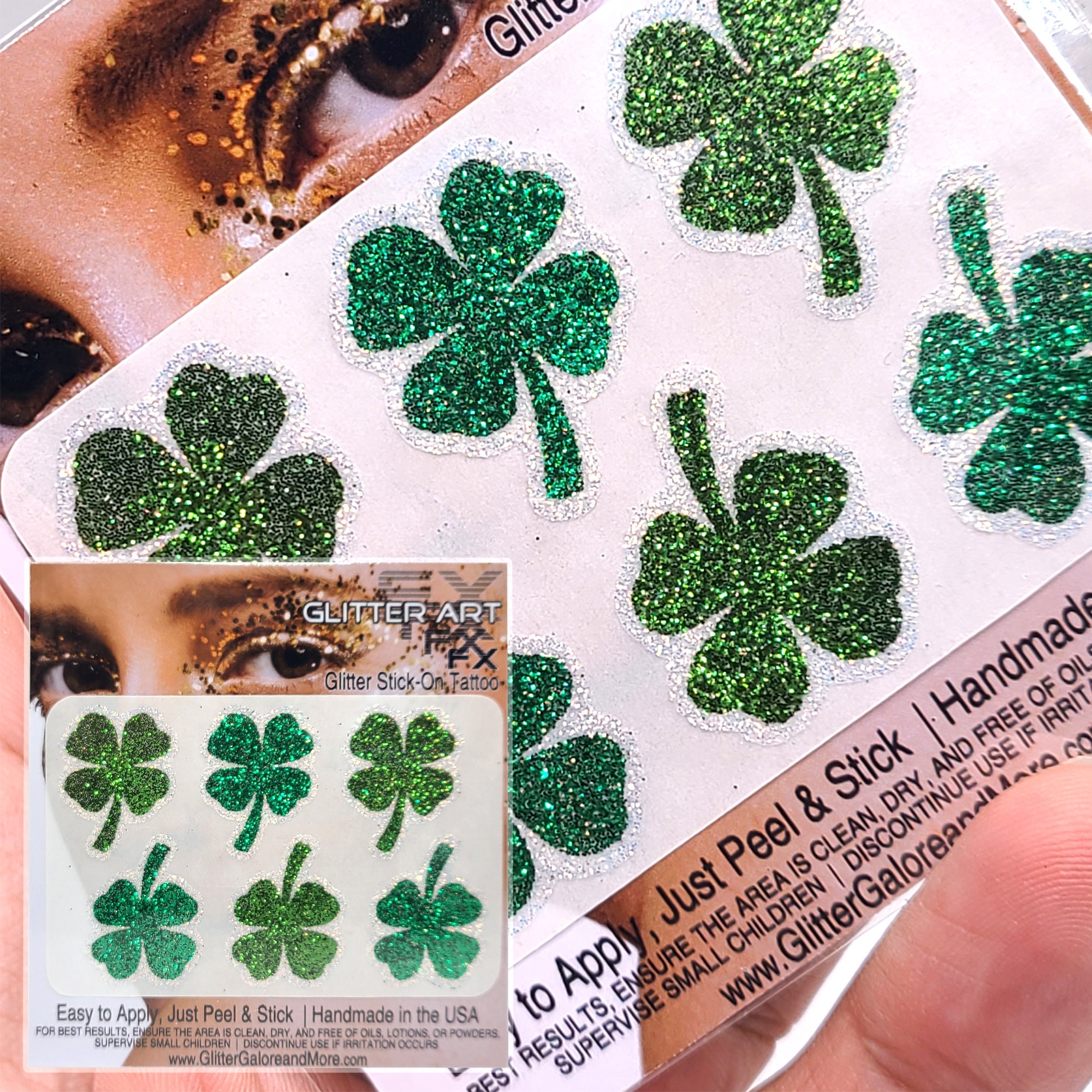 BASEMMAHER St. Patrick's Day Glitter Shamrock Foam Stickers Green Lucky Clover Foam Decals Self-Adhesive Irish Holiday Stickers For St. Patrick's Day Party Home Scrapbook Decoration DIY Crafts 160Pcs