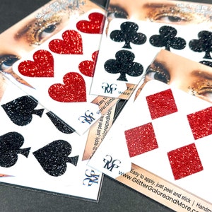 Cadeaux pour soirée casino, soirée à thème Las Vegas, costumes de cartes, stickers tatouage scintillant visage et corps, pari
