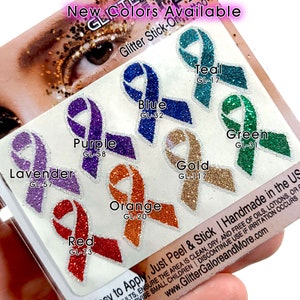 Awareness Ribbons Face Tattoo Stickers, Custom colors available image 1