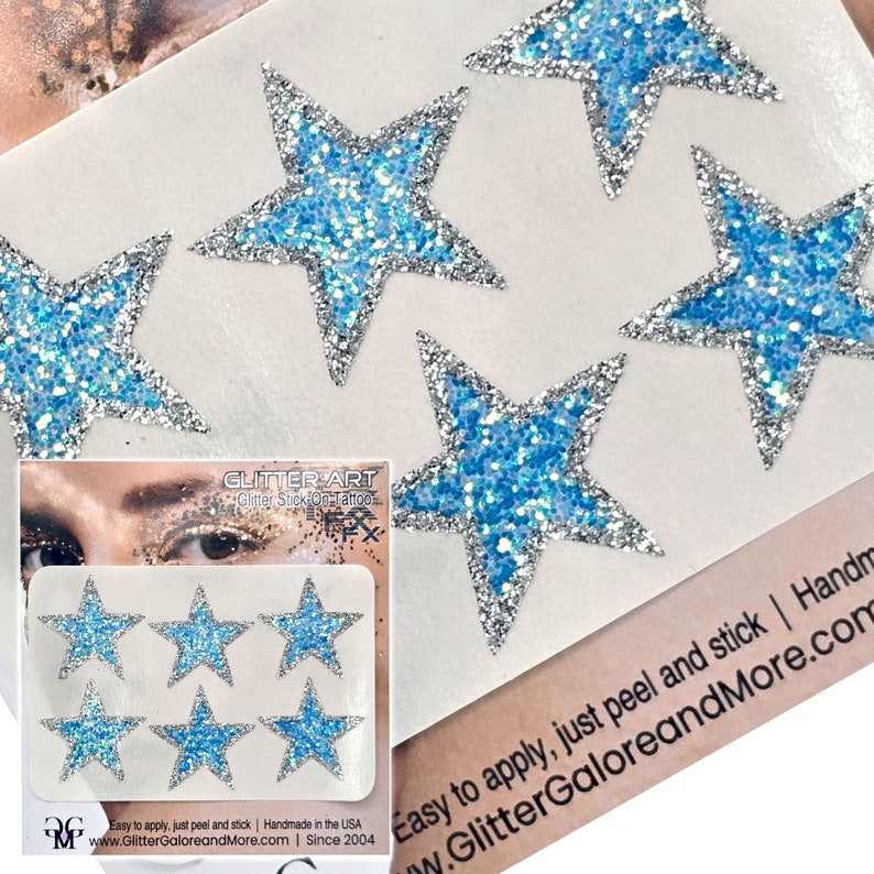 Cheer Glitter Star Face Tattoos: Peel and Stick Stickers - Etsy