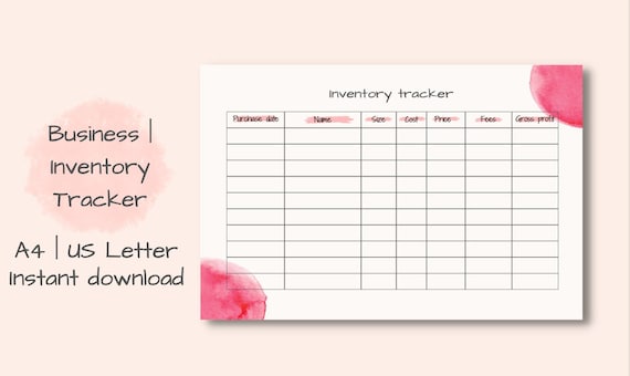 Printable red/pink Inventory tracker management form | Etsy