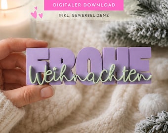 3MF Merry Christmas 3D print file STL | Christmas decoration lettering for printing for Christmas markets etc. | incl. unlimited commercial license