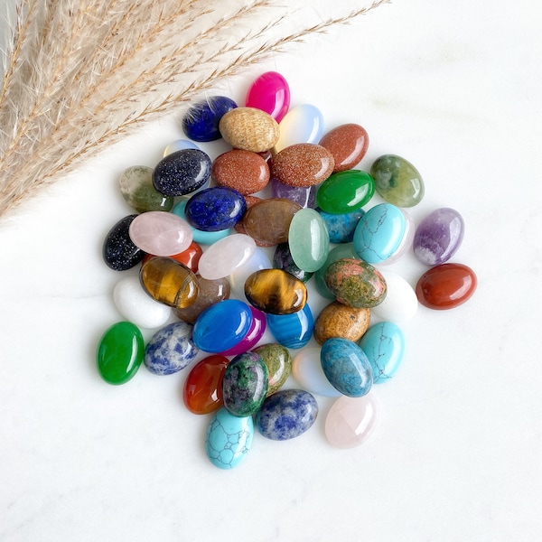 5 Pcs Gemstone Cabochon Set Chakra Healing Stone