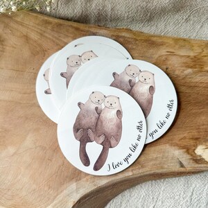 Sticker "Ik hou van je als geen otter" sticker rond 9,5 cm