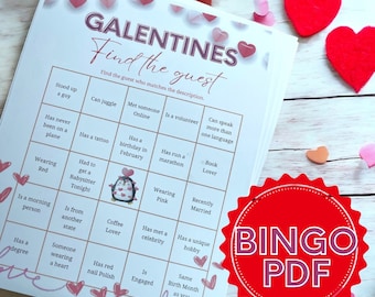 Galentine's Day Bingo, Finde den Gast Partyspiel (druckbare PDF)