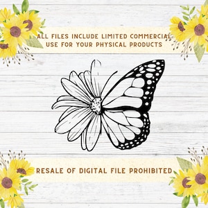 Butterfly SVG - Flower Butterfly Silhouette - Butterfly Cut File - Téléchargement numérique - Cricut - Silhouette Cut File