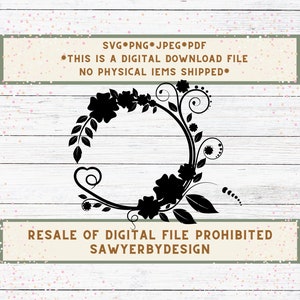 Half wreath svg - Floral frame clipart - Round Frame SVG - Wild Flower svg - Custom Cirlce Frame SVG - Cricut File