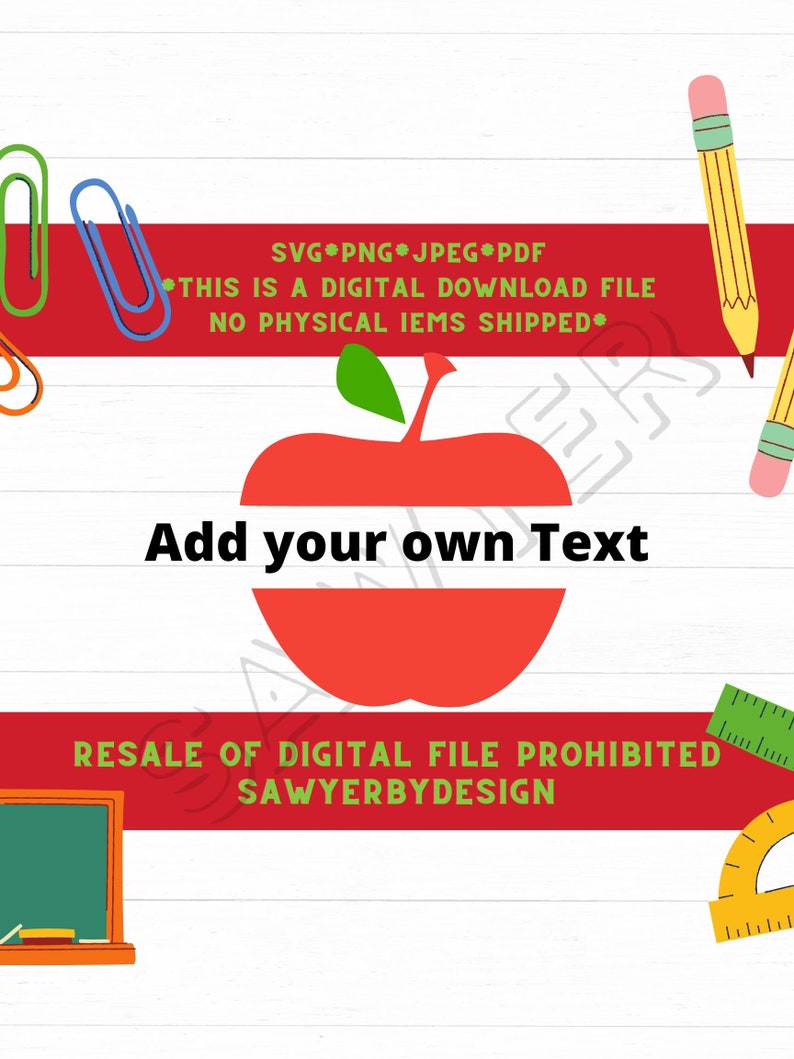 Apple Monogram SVG, Apple Split Frame, Apple Name Frame SVG, Teacher ...