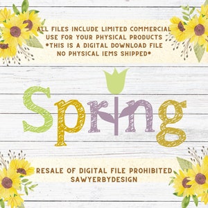 Spring SVG - Spring PNG Silhouette - Spring Flower Cut File - Digital Download - Cricut - Silhouette Cut File