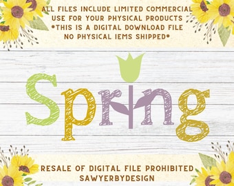 Spring SVG - Spring PNG Silhouette - Spring Flower Cut File - Digital Download - Cricut - Silhouette Cut File