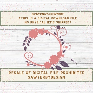 Half wreath svg - Pink Floral frame clipart - Round Frame SVG - Wild Flower svg - Custom Cirlce Frame SVG - Cricut File - Pink and Purple