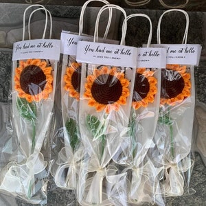 Zonnebloem gehaakte bloem boeket - gebreide bloem boeket, een bos bloemen, een bos van bloemen verjaardag, moeder cadeau, handgemaakte bloem