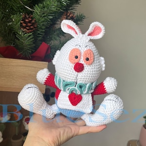 White Rabbit From Alice in Wonderland Crochet Doll, White Rabbit Amigurumi, Custom Stuffed Animals, Alice in Wonderland Plush Toy