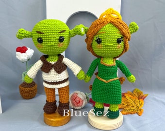 Shrek & Fiona Crochet Doll - Shrek Crochet Doll, Amigurumi Doll, Shrek Plush Toy, Fiona Handmade Doll, Shrek! Plushie Toy