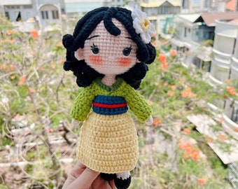 Mulan Princess - Mulan Crochet Doll, Princess Toy, Princess Crochet Doll, Amigurumi Princess Dolls, Gift for Daughter
