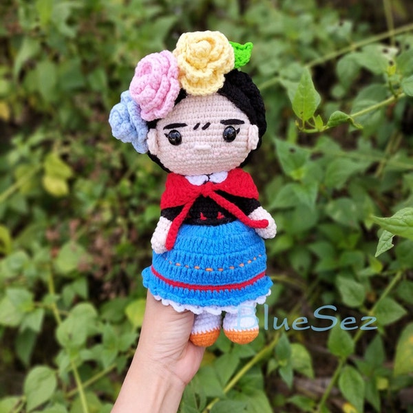Frida Crochet Doll - Frida Kahlo Amigurumi, Frida Inspired Doll, Painter iconic people superwoman power art, Handmade Doll