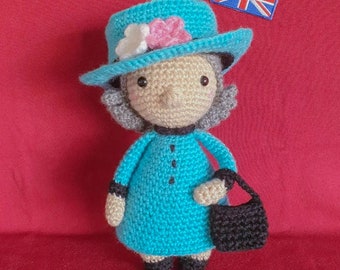 The Queen Crochet - Queen Elizabeth Crochet Doll, Amigurumi Doll, Queen Elizabeth Doll