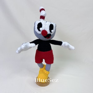 Cuphead Crochet Doll - Cuphead and Mugman 11-Inch Plush, Cuphead Amigurumi Doll, Cuphead Toy, Handmade Stuffed Animals, The Cuphead Show