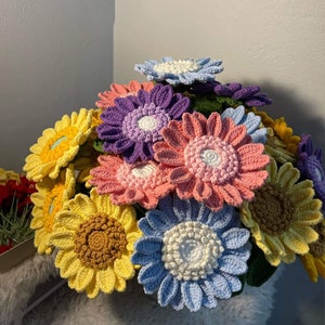 Sunflower Crochet- Crocheted Flower, Knitted Flower Bouquet, A bunch of flowers, Handmade Flower, Mother's Day Gift, Valentine's Day Gifts