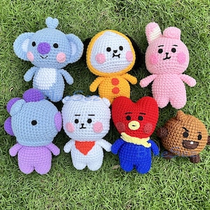 Crochet Kpop Collection - Kpop Plush Doll, BTS Amigurumi Crochet, BT21 Mini Amigurumi, Kpop Collection Bts Charm Keychain, Shooky, Bts Merch