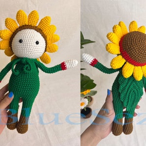 Sunflower Inspired Crochet Doll - Baby Plush Toy, Amigurumi, Nursery Decor, Stuffed Sunflower Doll, Handmade Baby Plush, Birthday Gift