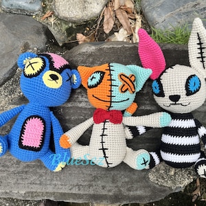 Crochet Creepy Cat - Creepy Bunny, Creepy Bear, Voodoo doll, Deadly Cat, Horror Stuffed Animals, Halloween Animals Decoration