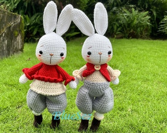 Couple Bunny Crochet Doll - Handmade Stuffed Animals, Rabbit Plush Toy, Baby Shower Gift, Bunny Toy, Woodland Nursery Decoration Toy