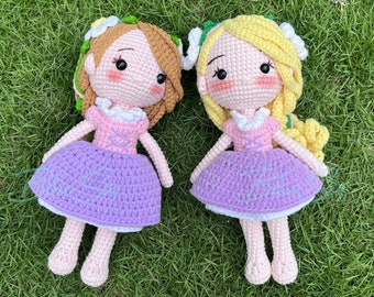 Principessa Rapunzel - Bambola all'uncinetto Rapunzel, giocattolo principessa, bambola all'uncinetto principessa Disney, bambole principessa amigurumi, regalo per figlia