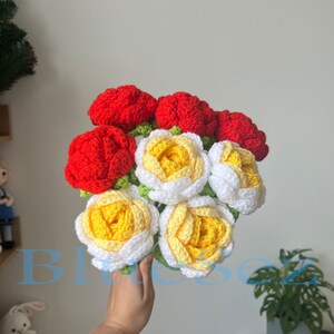 Colorful Rose Flower Crochet - Crochet Rose, Knitted Flower, A bunch of flowers, Crochet Flower Bouquet, Home Decoration, Gift for mom