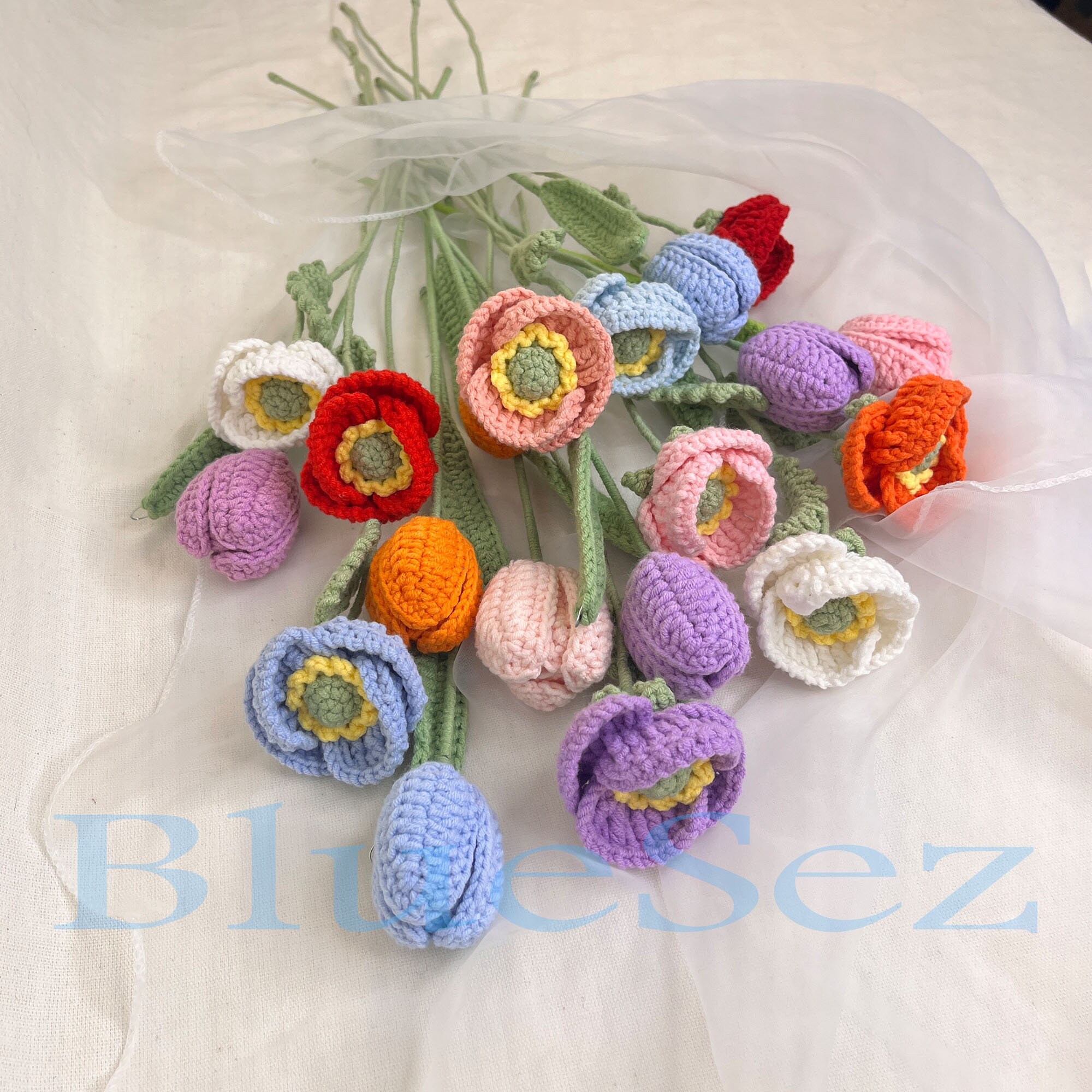 Mewaii® Crochet Tulip Kit Crochet Knitted Flowers Kits with Easy