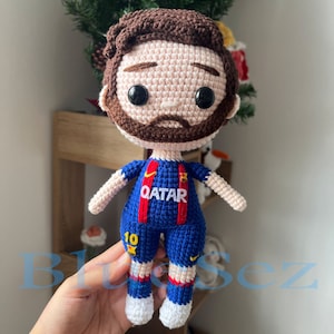 Lionel Messi Barcelona Crochet Doll, Messi Amigurumi Doll, World Soccer Champion Lionel Messi Plush Toy, World Cup Winner, Messi Funko Pop