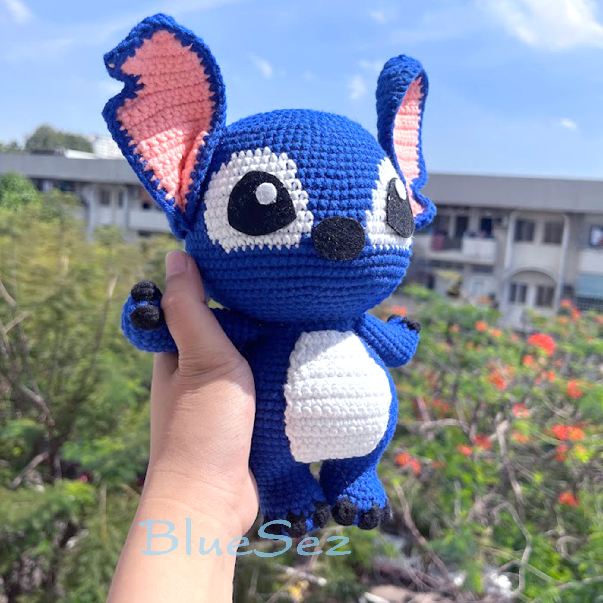 Crochet Plush Stitch toy pattern, amigurumi blue alien - DailyDoll Shop