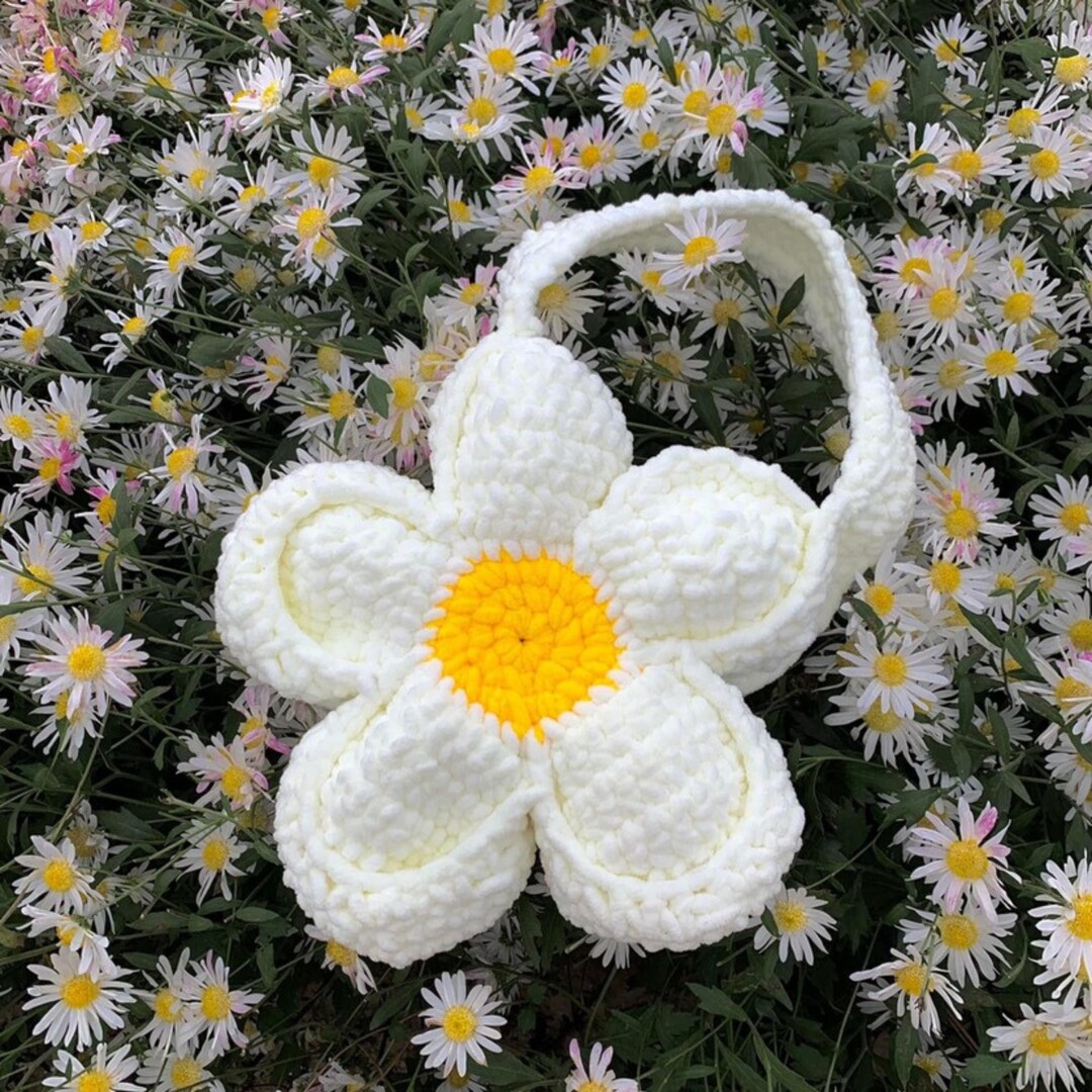 Daisy Shoulder Bag Crochet Crochet Tote Bag, Floral Tote Bag, Daisy