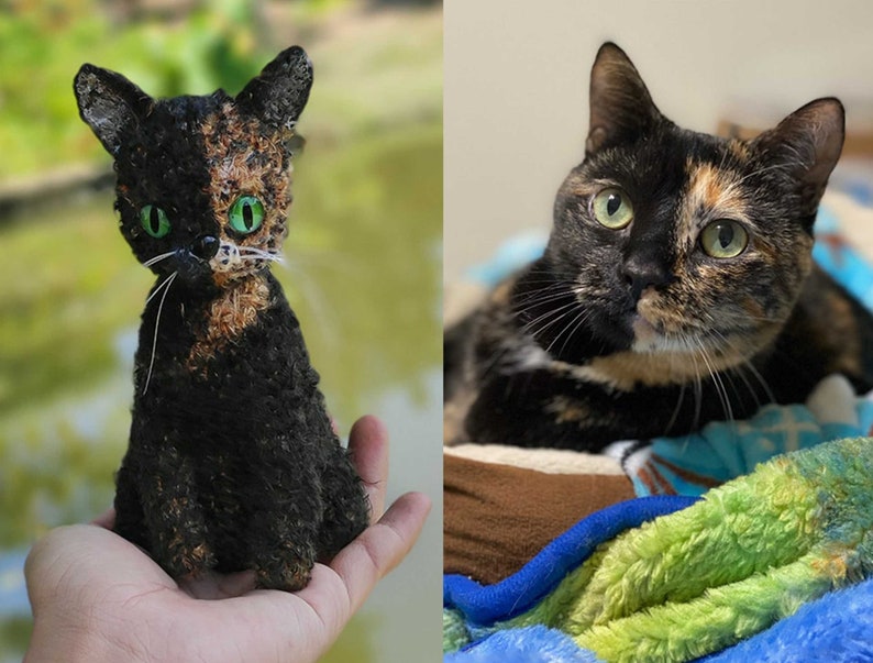 Custom Crochet Cat Stuffed Cat, Look alike Pet Doll, Crochet Cat From Photo, Personalized Pet Gift, Pet Memorial, Cat Mini Plush Doll image 2