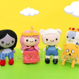 Adventure Time Häkelpuppe - Finn und Jake Amigurumi Spielzeug, Marceline, Bubblegum, Ice King, Cartoon Plüsch, Geschenke für Adventure Time Fans