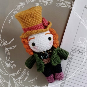 The Mad Hatter Crochet Doll - Alice in Wonderland, Amigurumi Doll, handmade princess doll, Baby crochet doll - Newborn Gift, Handmade Doll
