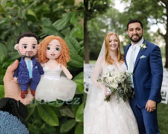Custom Couple Crochet Doll - Wedding Couple, Similar Doll, Mini Me Doll, Amigurumi Doll, Look aLike Doll, Portrait Doll, Wedding Gift