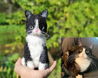 Custom Crochet Cat - Stuffed Cat, Look alike Pet Doll, Crochet Cat From Photo, Personalized Pet Gift, Pet Memorial, Cat Mini Plush Doll