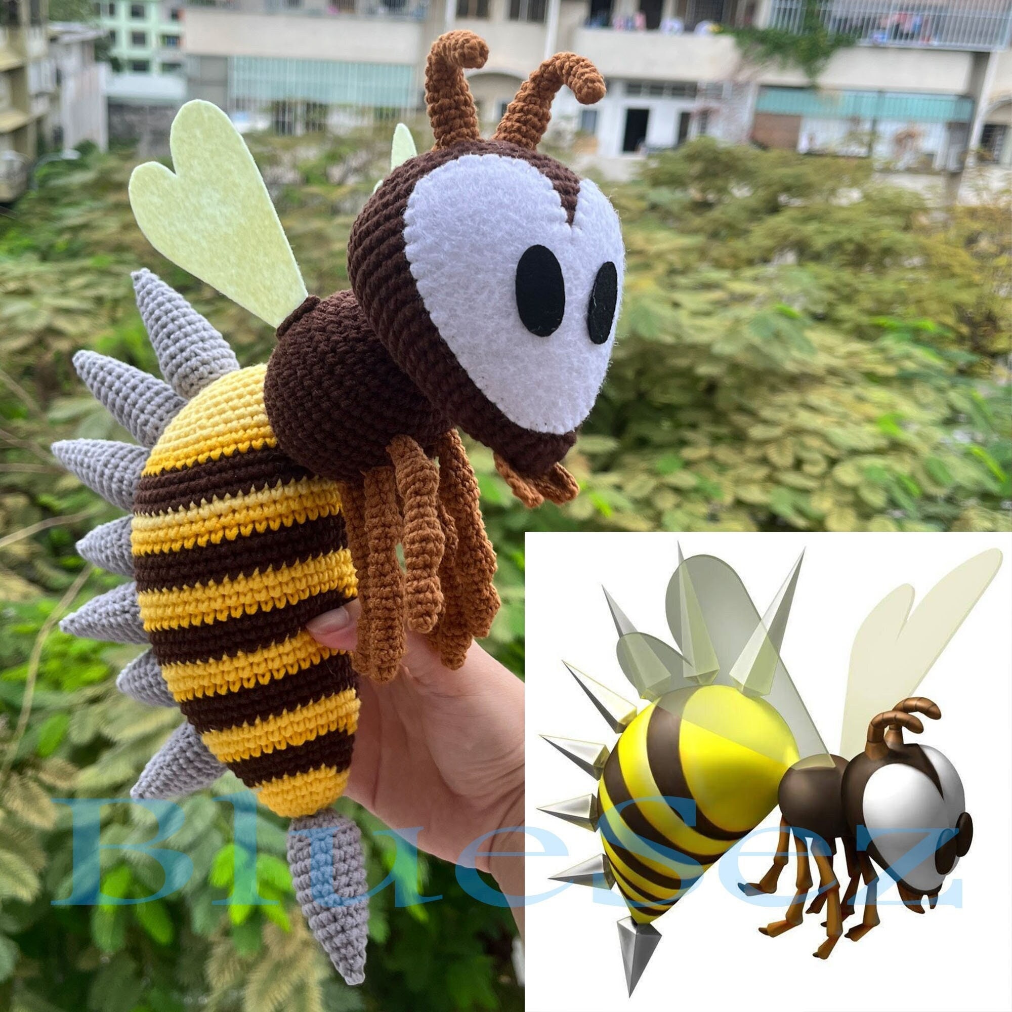 Zinger Bee Plush - Custom Donkey Kong Custom Plush, Crochet Doll