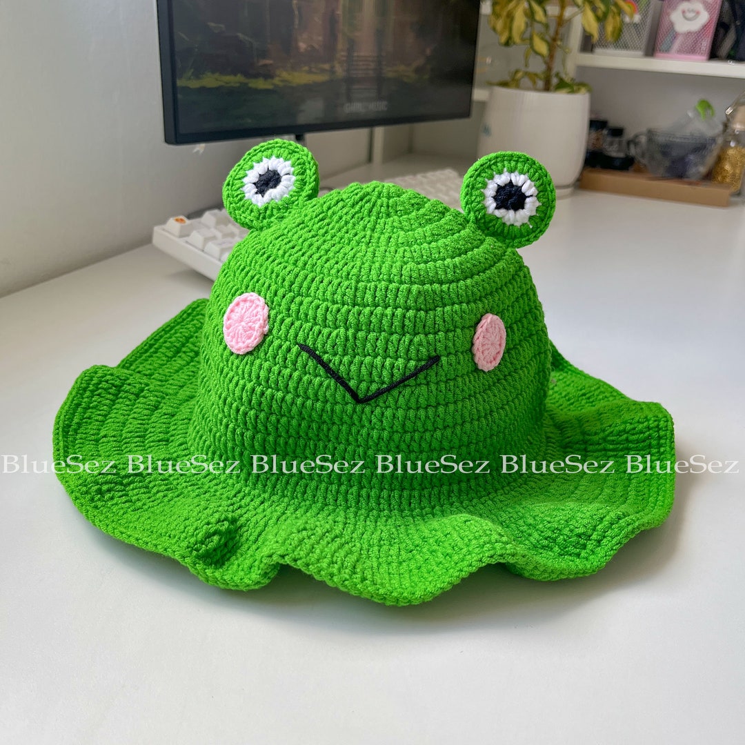 Frog Bucket Hat - Crochet Frog Hat, Bucket Hat Cuties, Kawaii Garden ...
