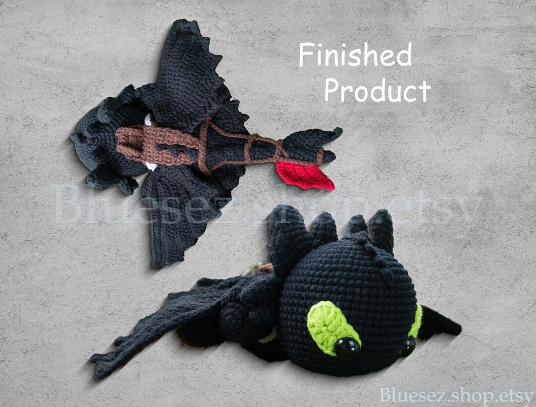 Handmade Toothless Crochet Doll, Crochet Dragon Doll, Night Fury ...