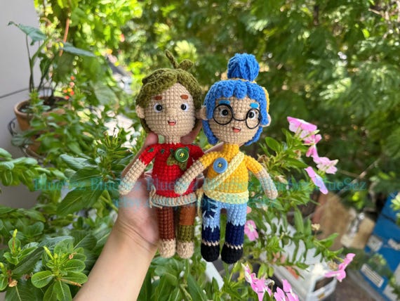 あみぐるみ人形 2体セット カラフル ぴろ ハンドメイド あみぐるみ