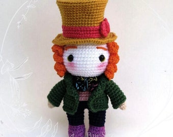 La bambola all'uncinetto Cappellaio matto Alice nel paese delle  meraviglie, bambola Amigurumi, bambola principessa fatta a mano, bambola