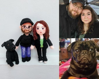 Poupée au crochet personnalisée - Poupée ressemblant à une personne, poupée Mini moi, poupée personnage personnalisé, poupée Mini moi, poupée portrait Amigurumi, cadeau de Noël
